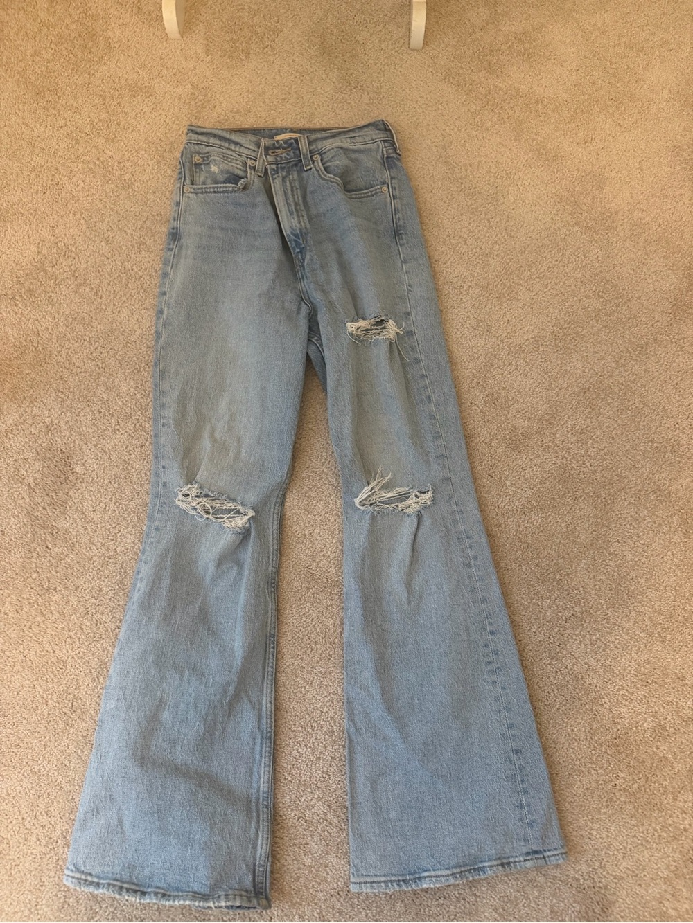 Levi's Light Blue Ripped Flare Jeans